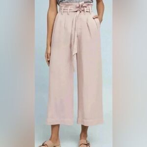 By Anthropologie Blythe Wide Leg Paper Bag Pants Pink